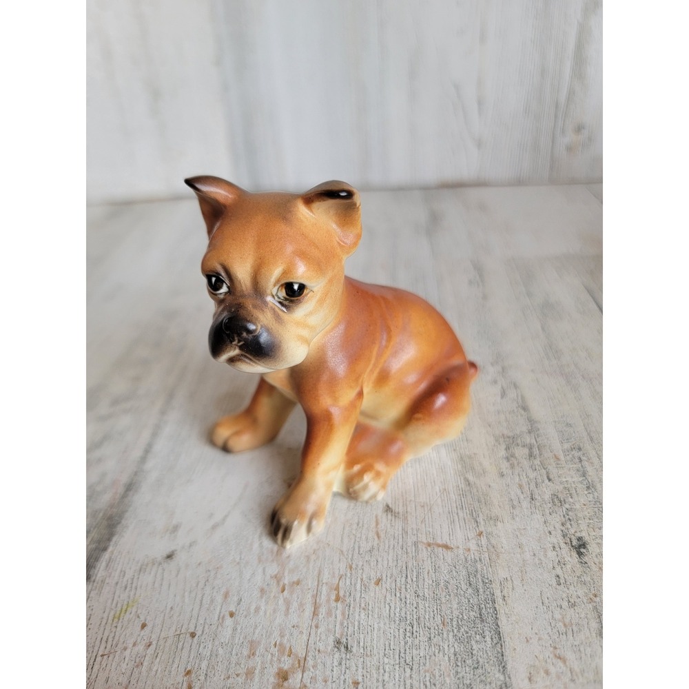 Vintage ceramic boxer puppy dog brown mini figure‎ pet home decor